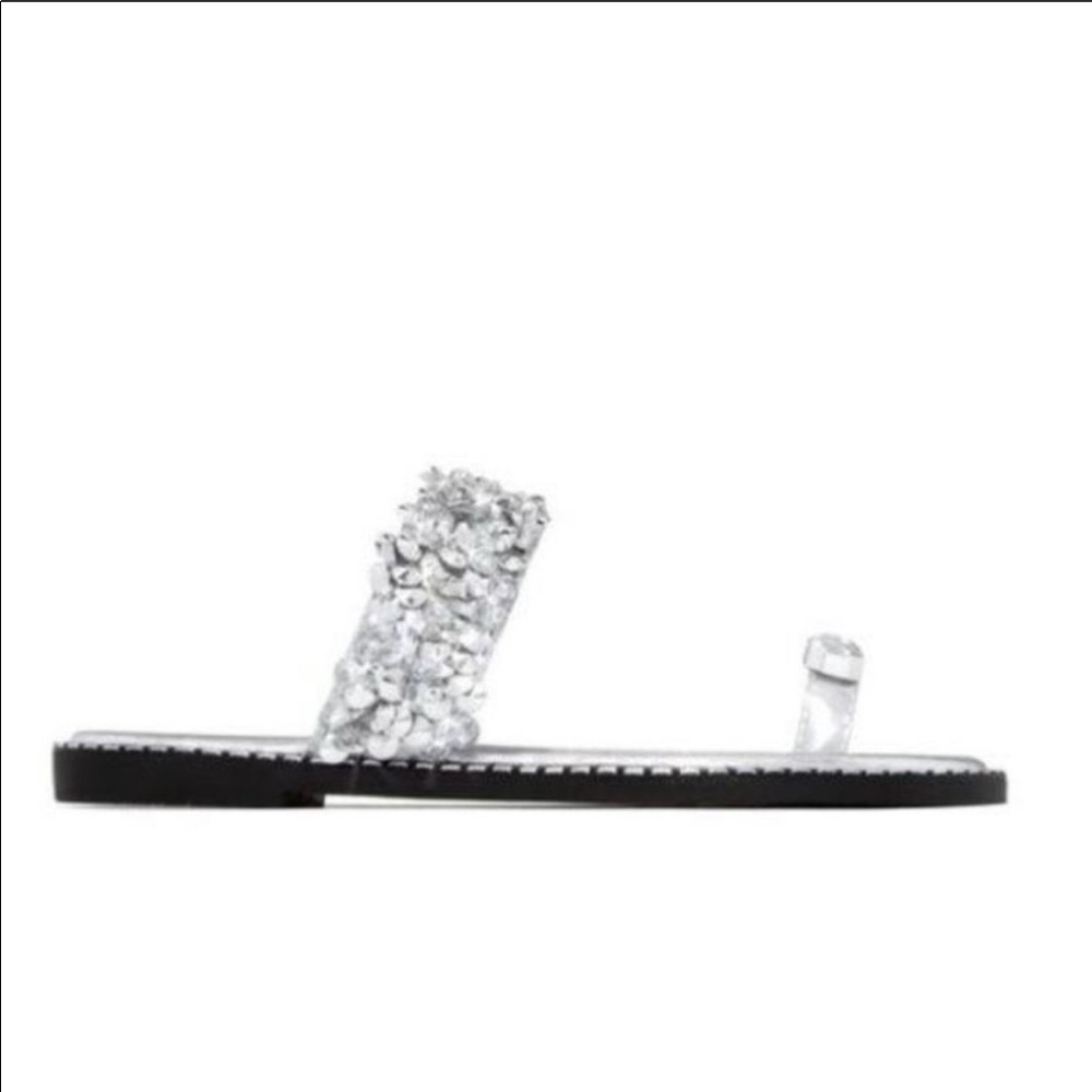 Embellished Lux Slides Silver - Picture 4 of 5